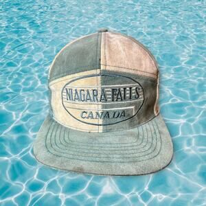 Vintage Niagara Falls Canada Suede Pinwheel Snapback Hat Adjustable